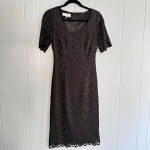 Camilla Thulin Stockholm Vintage Black Lace Midi Sheath Dress Size 38 / US‎ 8